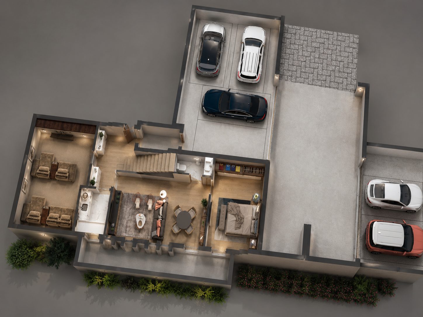 Rooftop privativo — vista noturna